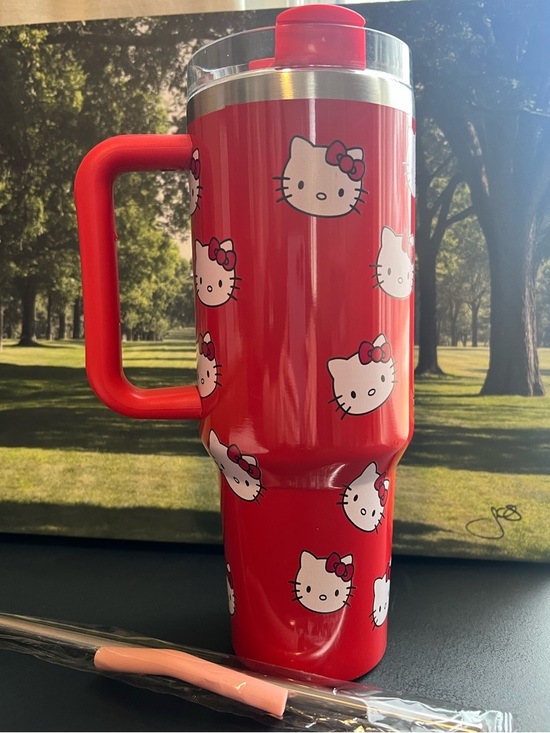 Other - Hello Kitty Travel Tumbler Mug Red w Handle Straw 40oz Style NIB